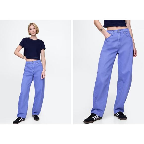 GAP High Rise Barrel Dazzling Blue Jeans Women Plus Sz 35 R - Picture 2 of 15